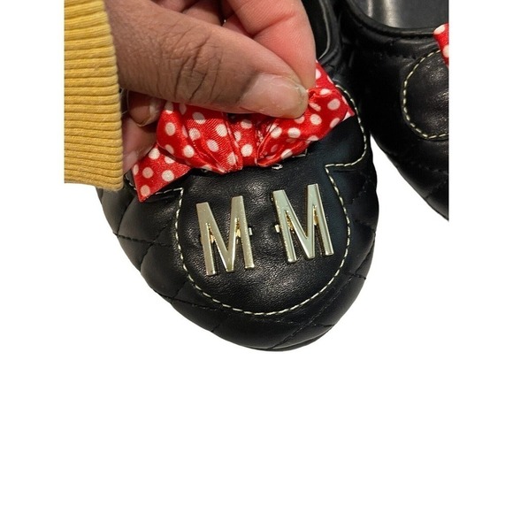 DISNEY MINNIE MOUSE QUILTED FLATS Size X-Large 11/12 Black Red Bow NWT - Picture 7 of 11